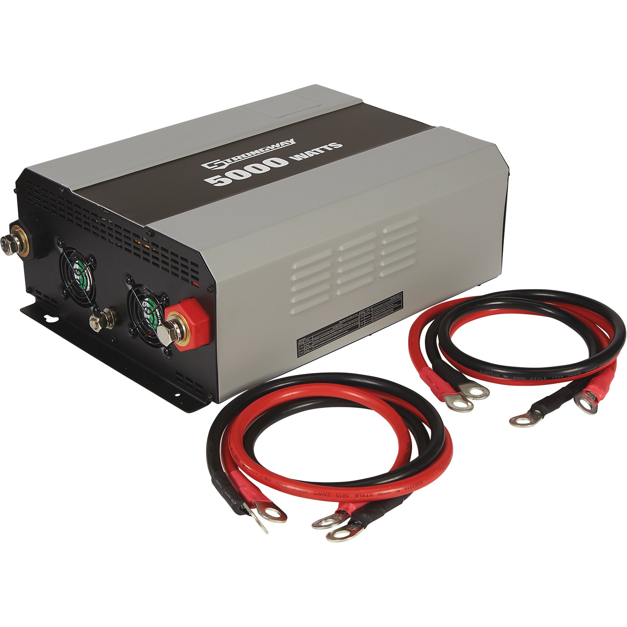 Strongway Modified-Sine Wave Portable Power Inverter with Cables — 5,000 Watts, 4 Outlets/1 USB Port